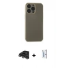 MARSİLYAN™- iPhone 15 Pro Kılıf Atlas Minimal Prime - Siyah Bilvis 0.18mm Plus Cam Ekran Koruyucu + Raze Metal Kamera Lens - TMGI