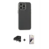 MARSİLYAN™- iPhone 15 Pro Kılıf Atlas Minimal Prime - Siyah Bilvis 3D Mat Cam Ekran Koruyucu + Raze Metal Kamera Lens - GS