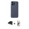 MARSİLYAN™- iPhone 15 Pro Kılıf Atlas Minimal Prime - Siyah Bilvis 3D Mat Cam Ekran Koruyucu + Raze Metal Kamera Lens - GS