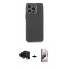 MARSİLYAN™- iPhone 15 Pro Kılıf Atlas Minimal Prime - Siyah Bilvis 3D Mat Cam Ekran Koruyucu + Raze Metal Kamera Lens - SH
