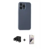 MARSİLYAN™- iPhone 15 Pro Kılıf Atlas Minimal Prime - Siyah Bilvis 3D Mat Cam Ekran Koruyucu + Raze Metal Kamera Lens - SH