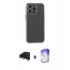 MARSİLYAN™- iPhone 15 Pro Kılıf Atlas Minimal Prime - Siyah Bilvis 5in1 3D Magic Cam Ekran Koruyucu + Raze Metal Kamera Lens - SH