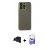 MARSİLYAN™- iPhone 15 Pro Kılıf Atlas Minimal Prime - Siyah Bilvis 5in1 5D Magic Hayalet Cam Ekran Koruyucu + Raze Metal Kamera Lens - LT