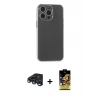 MARSİLYAN™- iPhone 15 Pro Kılıf Atlas Minimal Prime - Siyah Buffer Cam Ekran Koruyucu + Raze Metal Kamera Lens - LT