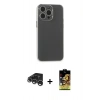 MARSİLYAN™- iPhone 15 Pro Kılıf Atlas Minimal Prime - Siyah Buffer Cam Ekran Koruyucu + Raze Metal Kamera Lens - GS