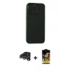 MARSİLYAN™- iPhone 15 Pro Kılıf Atlas Minimal Prime - Siyah Buffer Cam Ekran Koruyucu + Raze Metal Kamera Lens - GS