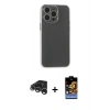 MARSİLYAN™- iPhone 15 Pro Kılıf Atlas Minimal Prime - Siyah Buffer Hayalet Cam Ekran Koruyucu + Raze Metal Kamera Lens - GS