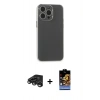 MARSİLYAN™- iPhone 15 Pro Kılıf Atlas Minimal Prime - Siyah Buffer Hayalet Cam Ekran Koruyucu + Raze Metal Kamera Lens - TMGI