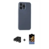 MARSİLYAN™- iPhone 15 Pro Kılıf Atlas Minimal Prime - Siyah Buffer Hayalet Cam Ekran Koruyucu + Raze Metal Kamera Lens - TMGI