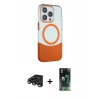 MARSİLYAN™- iPhone 15 Pro Kılıf Çekirdek Asil Özel Seri - Şeffaf 360 Full Body Arka Koruyucu + Raze Metal Kamera Lens - TMGI