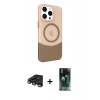 MARSİLYAN™- iPhone 15 Pro Kılıf Çekirdek Asil Özel Seri - Şeffaf 360 Full Body Arka Koruyucu + Raze Metal Kamera Lens - TMGI