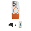 MARSİLYAN™- iPhone 15 Pro Kılıf Çekirdek Asil Özel Seri - Şeffaf Pasifik Cam Ekran Koruyucu + Raze Metal Kamera Lens - SH