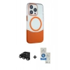 MARSİLYAN™- iPhone 15 Pro Kılıf Çekirdek Asil Özel Seri - Şeffaf Royal Nano Ekran Koruyucu + Raze Metal Kamera Lens - SH