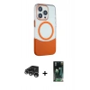 MARSİLYAN™- iPhone 15 Pro Kılıf Çekirdek Asil Özel Seri - Siyah 360 Mat Full Body Arka Koruyucu + Raze Metal Kamera Lens - GS
