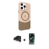 MARSİLYAN™- iPhone 15 Pro Kılıf Çekirdek Asil Özel Seri - Siyah 360 Mat Full Body Arka Koruyucu + Raze Metal Kamera Lens - GS
