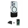 MARSİLYAN™- iPhone 15 Pro Kılıf Çekirdek Asil Özel Seri - Siyah 360 Mat Full Body Arka Koruyucu + Raze Metal Kamera Lens - TMGI