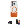 MARSİLYAN™- iPhone 15 Pro Kılıf Çekirdek Asil Özel Seri - Siyah 3D Antistatik Mat Seramik Nano Ekran Koruyucu + Raze Metal Kamera Lens - TMGI
