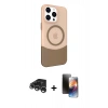 MARSİLYAN™- iPhone 15 Pro Kılıf Çekirdek Asil Özel Seri - Siyah 3D Antistatik Mat Seramik Nano Ekran Koruyucu + Raze Metal Kamera Lens - GS