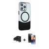 MARSİLYAN™- iPhone 15 Pro Kılıf Çekirdek Asil Özel Seri - Siyah 3D Antistatik Mat Seramik Nano Ekran Koruyucu + Raze Metal Kamera Lens - LT