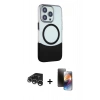 MARSİLYAN™- iPhone 15 Pro Kılıf Çekirdek Asil Özel Seri - Siyah 3D Antistatik Mat Seramik Nano Ekran Koruyucu + Raze Metal Kamera Lens - GS