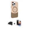 MARSİLYAN™- iPhone 15 Pro Kılıf Çekirdek Asil Özel Seri - Siyah 3D Antistatik Mat Seramik Nano Ekran Koruyucu + Raze Metal Kamera Lens - TMGI