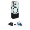 MARSİLYAN™- iPhone 15 Pro Kılıf Çekirdek Asil Özel Seri - Siyah 3D Antistatik Seramik Nano Ekran Koruyucu + Raze Metal Kamera Lens - TMGI