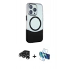 MARSİLYAN™- iPhone 15 Pro Kılıf Çekirdek Asil Özel Seri - Siyah 3D Antistatik Seramik Nano Ekran Koruyucu + Raze Metal Kamera Lens - GS