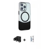 MARSİLYAN™- iPhone 15 Pro Kılıf Çekirdek Asil Özel Seri - Siyah Bilvis 0.18mm Plus Cam Ekran Koruyucu + Raze Metal Kamera Lens - SH