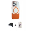 MARSİLYAN™- iPhone 15 Pro Kılıf Çekirdek Asil Özel Seri - Siyah Bilvis 3D Mat Cam Ekran Koruyucu + Raze Metal Kamera Lens - LT