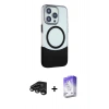 MARSİLYAN™- iPhone 15 Pro Kılıf Çekirdek Asil Özel Seri - Siyah Bilvis 5in1 3D Magic Cam Ekran Koruyucu + Raze Metal Kamera Lens - TMGI