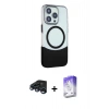 MARSİLYAN™- iPhone 15 Pro Kılıf Çekirdek Asil Özel Seri - Siyah Bilvis 5in1 3D Magic Cam Ekran Koruyucu + Raze Metal Kamera Lens - LT