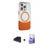MARSİLYAN™- iPhone 15 Pro Kılıf Çekirdek Asil Özel Seri - Siyah Bilvis 5in1 5D Magic Hayalet Cam Ekran Koruyucu + Raze Metal Kamera Lens - TMGI