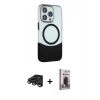 MARSİLYAN™- iPhone 15 Pro Kılıf Çekirdek Asil Özel Seri - Siyah Bilvis Hayalet Cam Ekran Koruyucu + Raze Metal Kamera Lens - TMGI