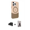 MARSİLYAN™- iPhone 15 Pro Kılıf Çekirdek Asil Özel Seri - Siyah Bilvis Hayalet Cam Ekran Koruyucu + Raze Metal Kamera Lens - TMGI