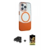 MARSİLYAN™- iPhone 15 Pro Kılıf Çekirdek Asil Özel Seri - Siyah Buffer Cam Ekran Koruyucu + Raze Metal Kamera Lens - GS