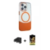 MARSİLYAN™- iPhone 15 Pro Kılıf Çekirdek Asil Özel Seri - Siyah Buffer Cam Ekran Koruyucu + Raze Metal Kamera Lens - TMGI