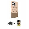 MARSİLYAN™- iPhone 15 Pro Kılıf Çekirdek Asil Özel Seri - Siyah Buffer Cam Ekran Koruyucu + Raze Metal Kamera Lens - TMGI
