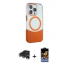 MARSİLYAN™- iPhone 15 Pro Kılıf Çekirdek Asil Özel Seri - Siyah Buffer Hayalet Cam Ekran Koruyucu + Raze Metal Kamera Lens - GS