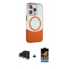 MARSİLYAN™- iPhone 15 Pro Kılıf Çekirdek Asil Özel Seri - Siyah Buffer Hayalet Cam Ekran Koruyucu + Raze Metal Kamera Lens - LT