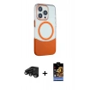 MARSİLYAN™- iPhone 15 Pro Kılıf Çekirdek Asil Özel Seri - Siyah Buffer Hayalet Cam Ekran Koruyucu + Siyah Raze Metal Kamera Lens