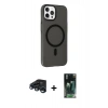 MARSİLYAN™- iPhone 15 Pro Kılıf Çekirdek Modern Prime - Şeffaf 360 Full Body Arka Koruyucu + Raze Metal Kamera Lens - LT