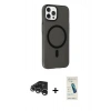 MARSİLYAN™- iPhone 15 Pro Kılıf Çekirdek Modern Prime - Şeffaf Pasifik Cam Ekran Koruyucu + Raze Metal Kamera Lens - GS