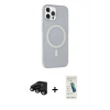 MARSİLYAN™- iPhone 15 Pro Kılıf Çekirdek Modern Prime - Şeffaf Pasifik Cam Ekran Koruyucu + Siyah Raze Metal Kamera Lens