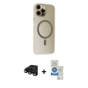 MARSİLYAN™- iPhone 15 Pro Kılıf Çekirdek Modern Prime - Şeffaf Royal Nano Ekran Koruyucu + Raze Metal Kamera Lens - SH