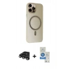 MARSİLYAN™- iPhone 15 Pro Kılıf Çekirdek Modern Prime - Şeffaf Royal Nano Ekran Koruyucu + Raze Metal Kamera Lens - TMGI