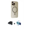 MARSİLYAN™- iPhone 15 Pro Kılıf Çekirdek Modern Prime - Siyah 3D Antistatik Cam Ekran Koruyucu + Raze Metal Kamera Lens - LT