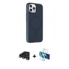MARSİLYAN™- iPhone 15 Pro Kılıf Çekirdek Modern Prime - Siyah 3D Antistatik Cam Ekran Koruyucu + Titanyum Gri Raze Metal Kamera Lens
