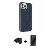 MARSİLYAN™- iPhone 15 Pro Kılıf Çekirdek Modern Prime - Siyah 3D Antistatik Hayalet Cam Ekran Koruyucu + Raze Metal Kamera Lens - SH