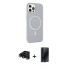 MARSİLYAN™- iPhone 15 Pro Kılıf Çekirdek Modern Prime - Siyah 3D Antistatik Hayalet Cam Ekran Koruyucu + Raze Metal Kamera Lens - SH