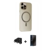 MARSİLYAN™- iPhone 15 Pro Kılıf Çekirdek Modern Prime - Siyah 3D Antistatik Hayalet Cam Ekran Koruyucu + Raze Metal Kamera Lens - SH